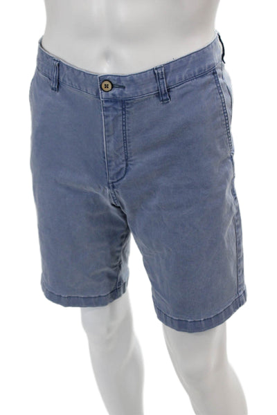 Tommy Bahama Mens Cotton Blend Button Closure 4 Pocket Chino Shorts Blue Size 33