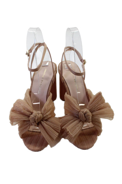 Loeffler Randall Womens Camellia Pleated Bow Heel with Ankle Strap  Beauty Size