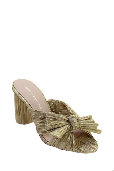 Loeffler Randall Womens Penny Pleated Bow Sandals - Gold Size 7