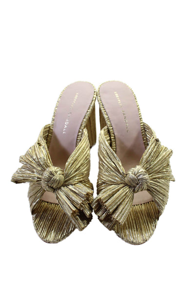 Loeffler Randall Womens Penny Pleated Bow Sandals - Gold Size 7