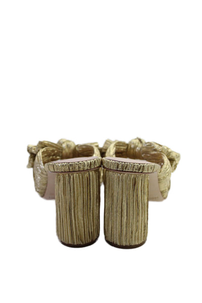 Loeffler Randall Womens Penny Pleated Bow Sandals - Gold Size 7