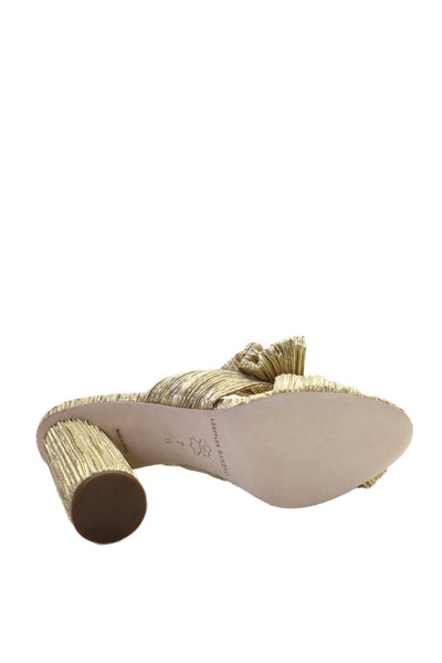 Loeffler Randall Womens Penny Pleated Bow Sandals - Gold Size 7