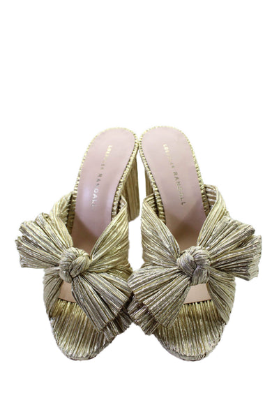 Loeffler Randall Womens Penny Pleated Bow Sandals - Gold Size 6