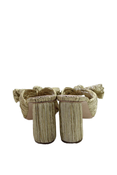 Loeffler Randall Womens Penny Pleated Bow Sandals - Gold Size 6