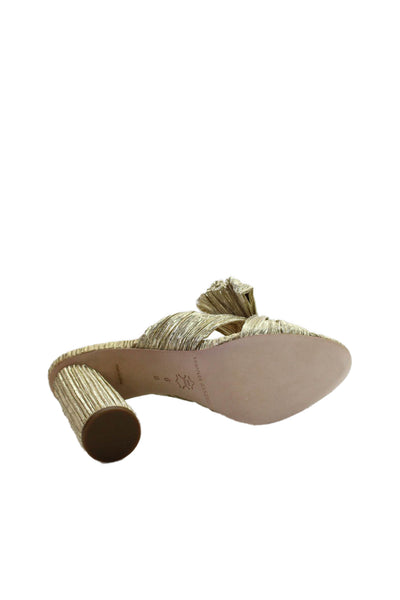 Loeffler Randall Womens Penny Pleated Bow Sandals - Gold Size 6