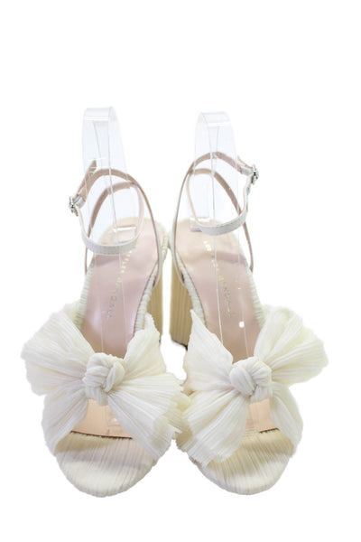 Loeffler Randall Womens Camellia Pleated Bow Heel with Ankle Strap - Pearl Size