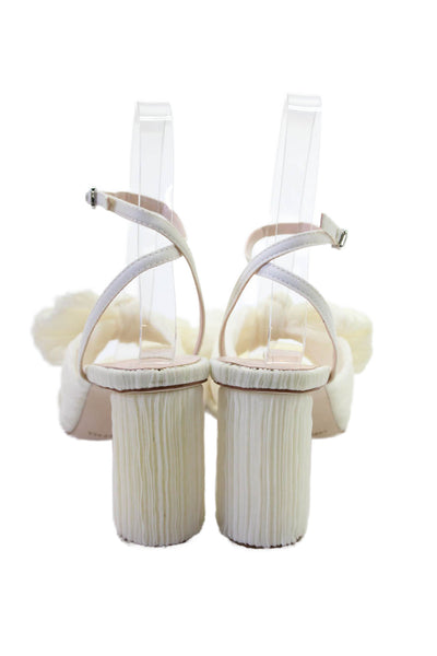 Loeffler Randall Womens Camellia Pleated Bow Heel with Ankle Strap - Pearl Size