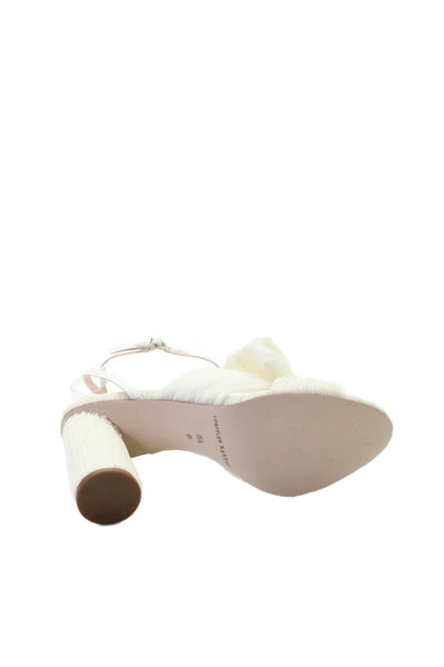 Loeffler Randall Womens Camellia Pleated Bow Heel with Ankle Strap - Pearl Size