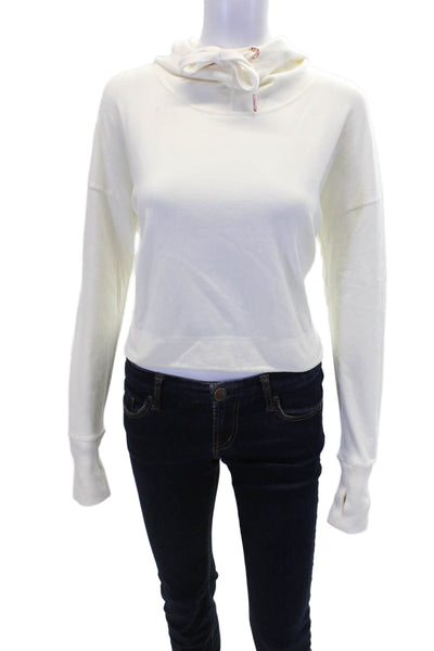 Sweaty Betty Womens Pullover Drawstring Hoodie Sweatshirt White Size Medium