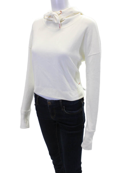 Sweaty Betty Womens Pullover Drawstring Hoodie Sweatshirt White Size Medium