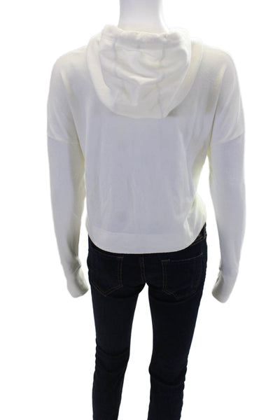 Sweaty Betty Womens Pullover Drawstring Hoodie Sweatshirt White Size Medium