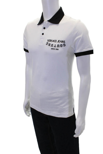 Versace Jeans Couture Mens Polo Slim Logo Embroidered Polo Shirt White Size XS