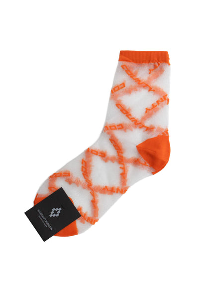 Marcelo Burlon Womens All Over Country Short Socks Faded Orange White One Size
