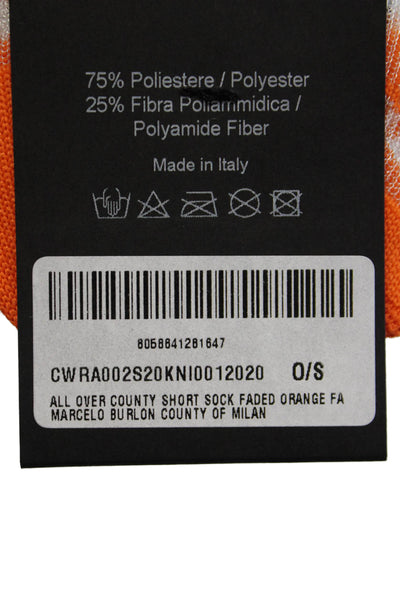 Marcelo Burlon Womens All Over Country Short Socks Faded Orange White One Size