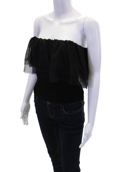 Autumn Cashmere Womens Tulle Tube Top - Black Size L