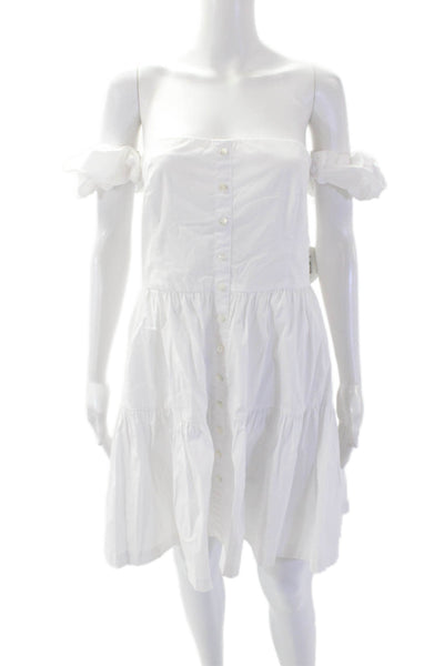 STAUD Womens Mini Elio Dress - White Size 12