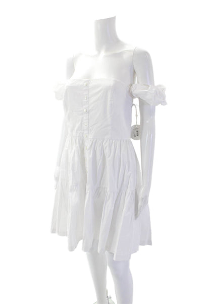 STAUD Womens Mini Elio Dress - White Size 12