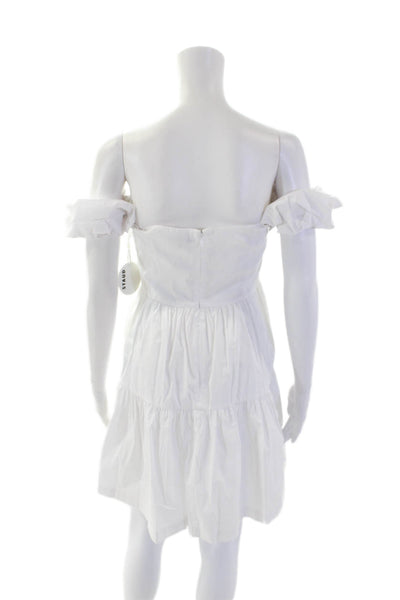 STAUD Womens Mini Elio Dress - White Size 12