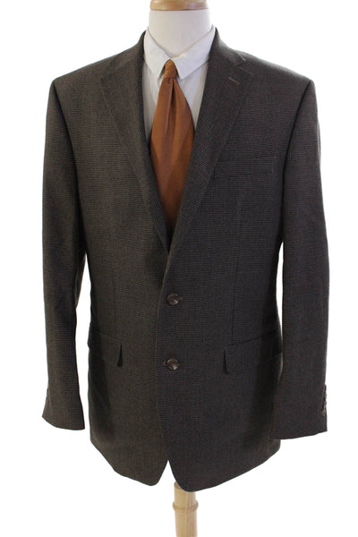 Chaps Mens Houndstooth Print Two Button Button Up Blazer Brown Size 42