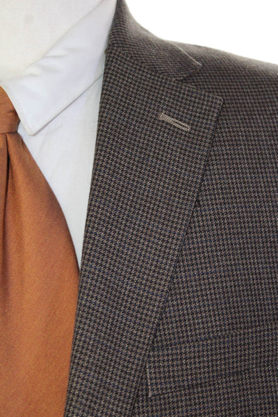Chaps Mens Houndstooth Print Two Button Button Up Blazer Brown Size 42