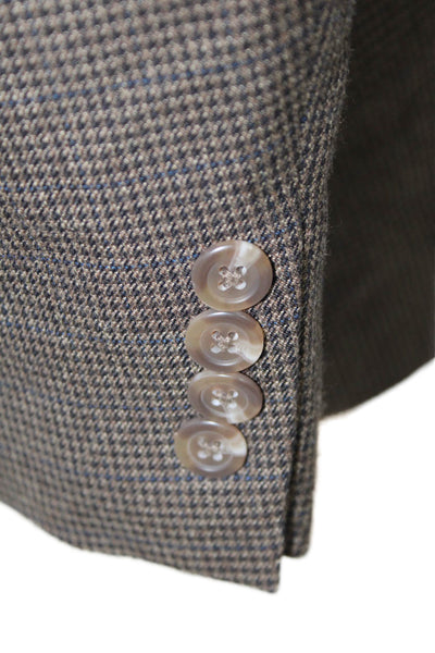 Chaps Mens Houndstooth Print Two Button Button Up Blazer Brown Size 42
