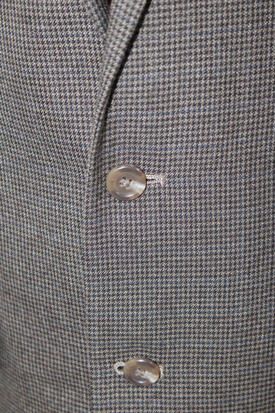 Chaps Mens Houndstooth Print Two Button Button Up Blazer Brown Size 42