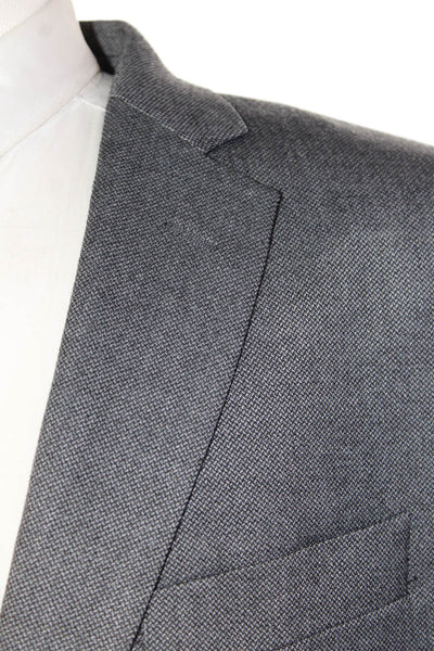 Stafford Mens Two Button Collared Long Sleeve Button Down Blazer Gray Size 44