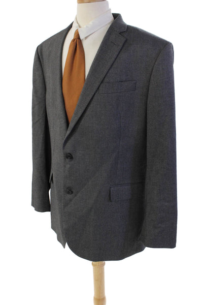 Stafford Mens Two Button Collared Long Sleeve Button Down Blazer Gray Size 44