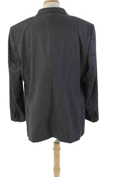 Stafford Mens Two Button Collared Long Sleeve Button Down Blazer Gray Size 44