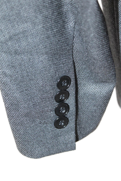 Stafford Mens Two Button Collared Long Sleeve Button Down Blazer Gray Size 44
