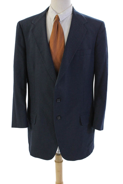 Kuppenheimer Mens Pinstripe Print Single Button Up Blazer Blue Size 44