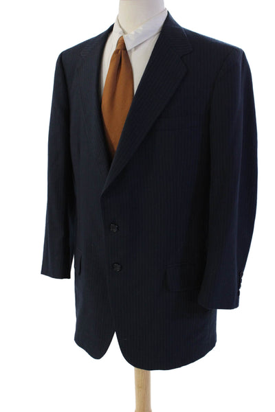 Kuppenheimer Mens Pinstripe Print Single Button Up Blazer Blue Size 44