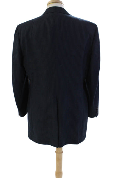 Kuppenheimer Mens Pinstripe Print Single Button Up Blazer Blue Size 44