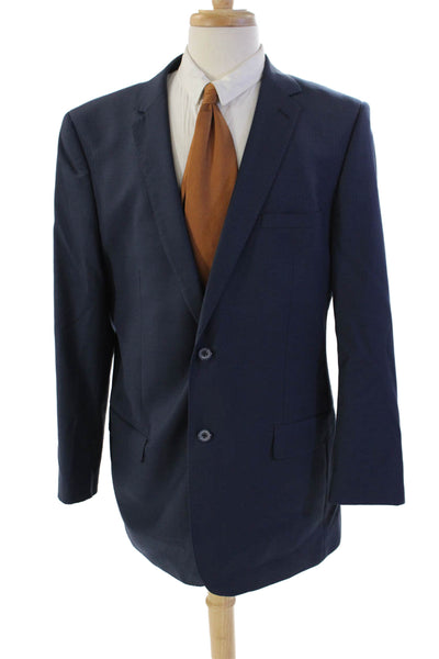 Giorgio Cosani Mens Wool Striped Print Button Down Blazer Blue Size 44