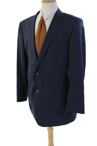 Giorgio Cosani Mens Wool Striped Print Button Down Blazer Blue Size 44