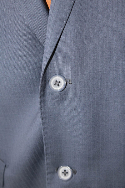 Giorgio Cosani Mens Wool Striped Print Button Down Blazer Blue Size 44