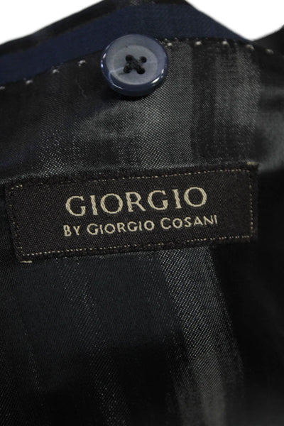 Giorgio Cosani Mens Wool Striped Print Button Down Blazer Blue Size 44