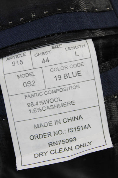 Giorgio Cosani Mens Wool Striped Print Button Down Blazer Blue Size 44