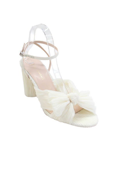 Loeffler Randall Womens Camellia Pleated Bow Heel with Ankle Strap Size 10- Pear