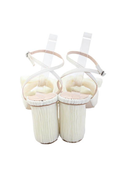 Loeffler Randall Womens Camellia Pleated Bow Heel with Ankle Strap Size 10- Pear