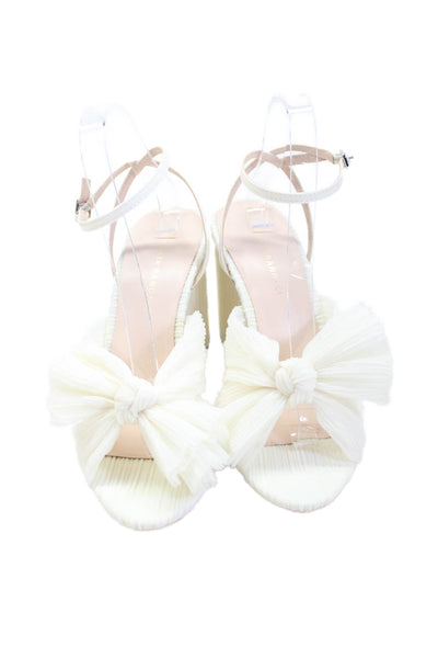 Loeffler Randall Womens Camellia Pleated Bow Heel with Ankle Strap Size 9 - Pear