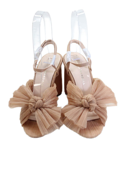 Loeffler Randall Womens Camellia Pleated Bow Heel with Ankle Strap Size 5 - Beau