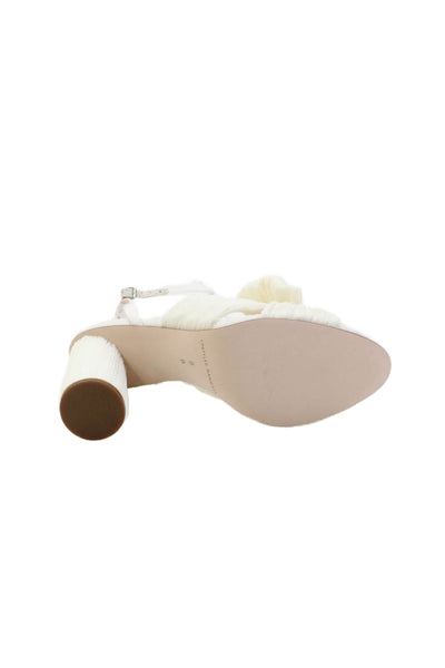 Loeffler Randall Womens Camellia Pleated Bow Heel with Ankle Strap - Pearl Size
