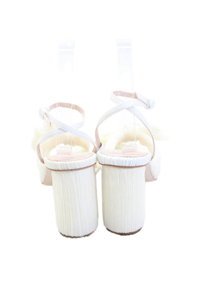 Loeffler Randall Womens Camellia Pleated Bow Heel with Ankle Strap - Pearl Size