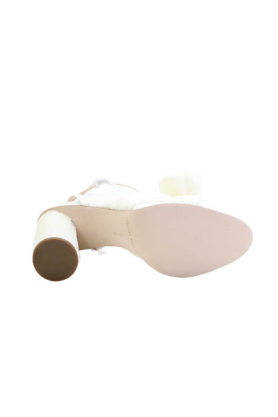 Loeffler Randall Womens Camellia Pleated Bow Heel with Ankle Strap - Pearl Size