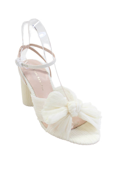 Loeffler Randall Womens Camellia Pleated Bow Heel with Ankle Strap Size 7.5 - Pe