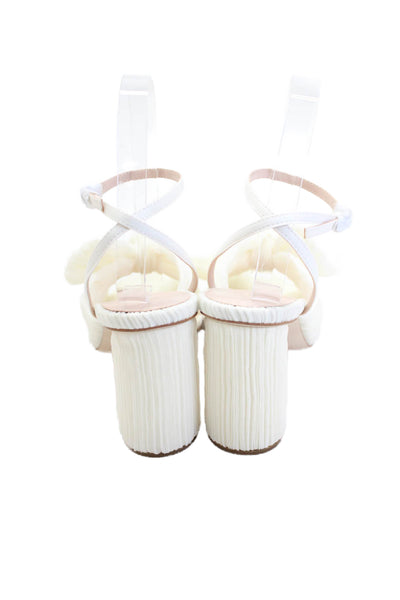 Loeffler Randall Womens Camellia Pleated Bow Heel with Ankle Strap Size 7.5 - Pe