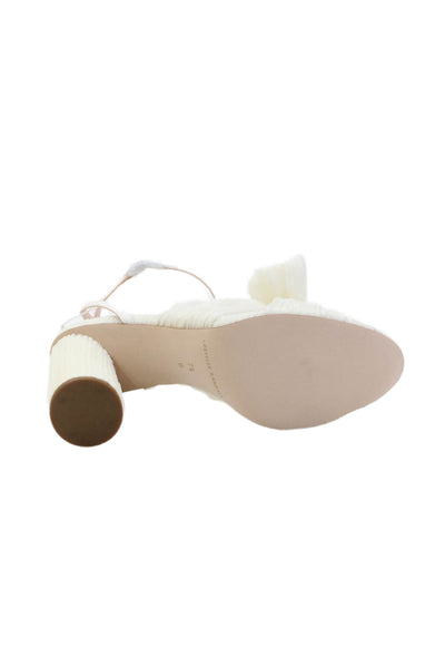 Loeffler Randall Womens Camellia Pleated Bow Heel with Ankle Strap Size 7.5 - Pe
