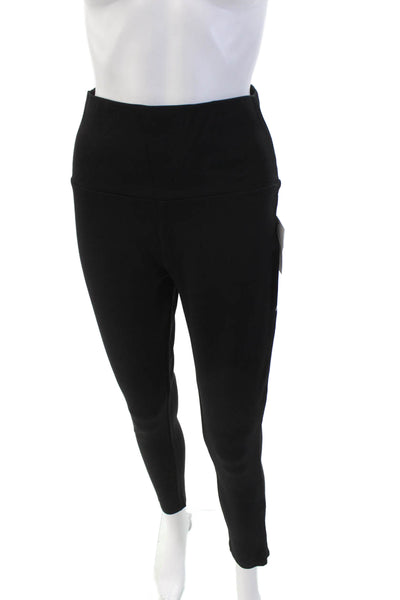 Plush Womens High-Waist Slim Pants with Zippers - Black Size M