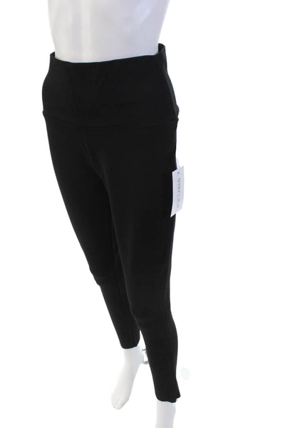 Plush Womens High-Waist Slim Pants with Zippers - Black Size M